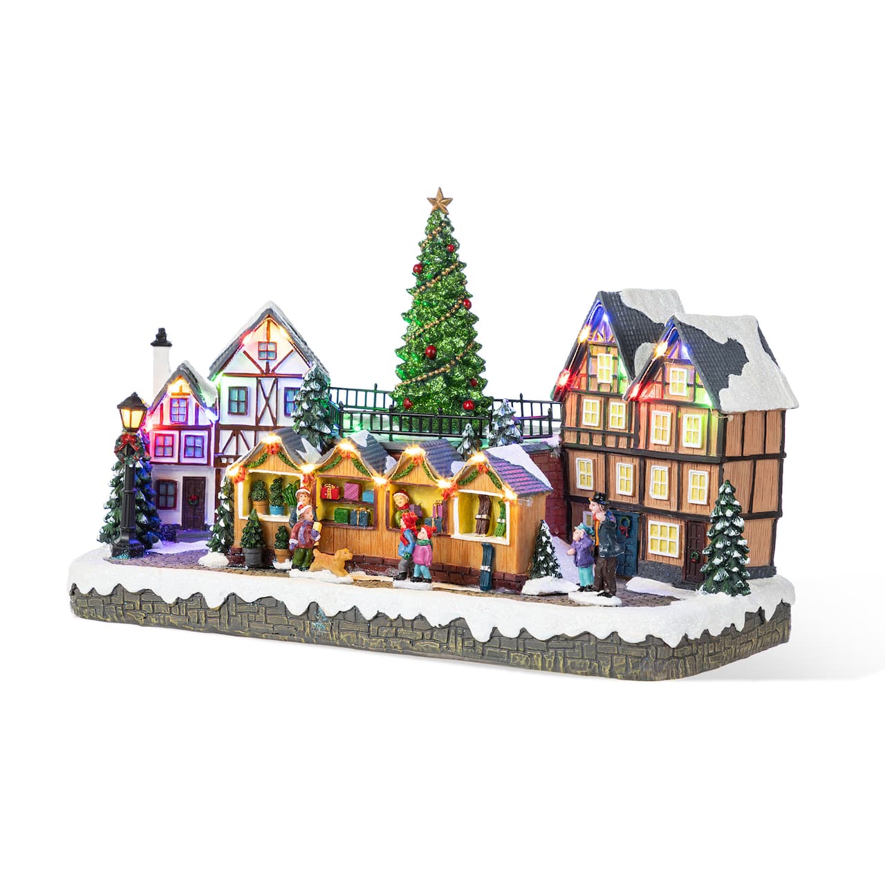 Glitzhome® 15.25" Christmas Oversized Resin Lighted Table Village Decor